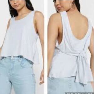 𝅺Topshop Tie Back tank Top sleeveless Heather Grey